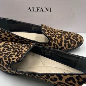 Alfani Brown and Black Loafers with Leopard Print